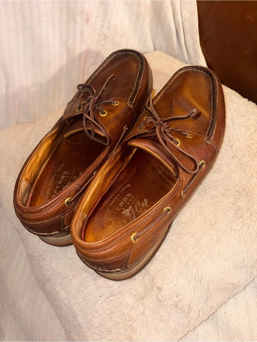 premium Sperry boat shoes (especially Gold Cup or leather models with Vibram)